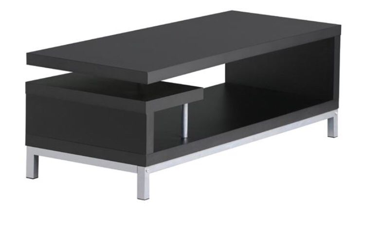 Yaheetech Black Wood TV Stand Console Table with Steel Leg for Flat Screens A10-9293