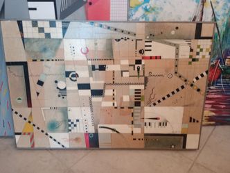 Original signed art painting geometric abstract modern