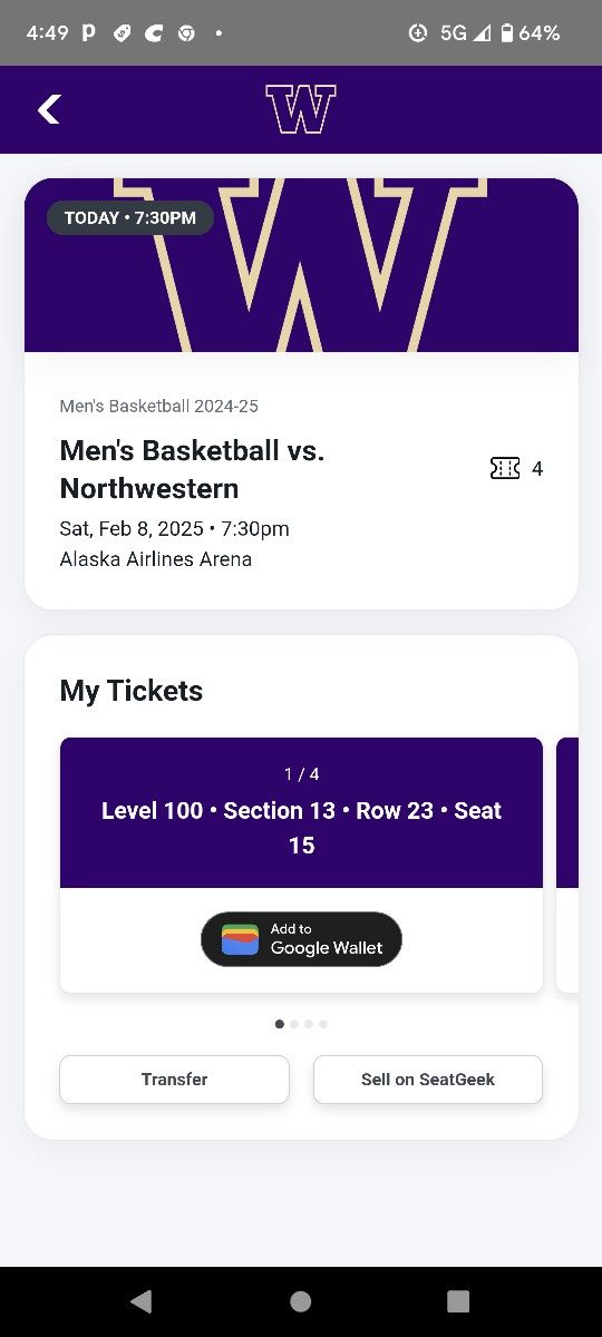 Poor Tickets For Tonight's Game Saturday February 8th Against Northwestern
