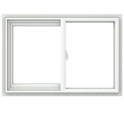 Jeld-Wen V-2500 35-1/2-in x 23-1/2-in Left Handed White With White Interior Vynil Sliding Window With Tempered Glass (Full Screen Included)