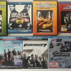 Lot of 9 THE FAST AND THE FURIOUS Movies Set from 1 to 8 + Hobbs & Shaw