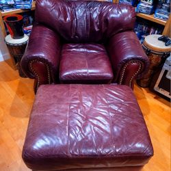 Big Comfy Leather Chair & Ottoman