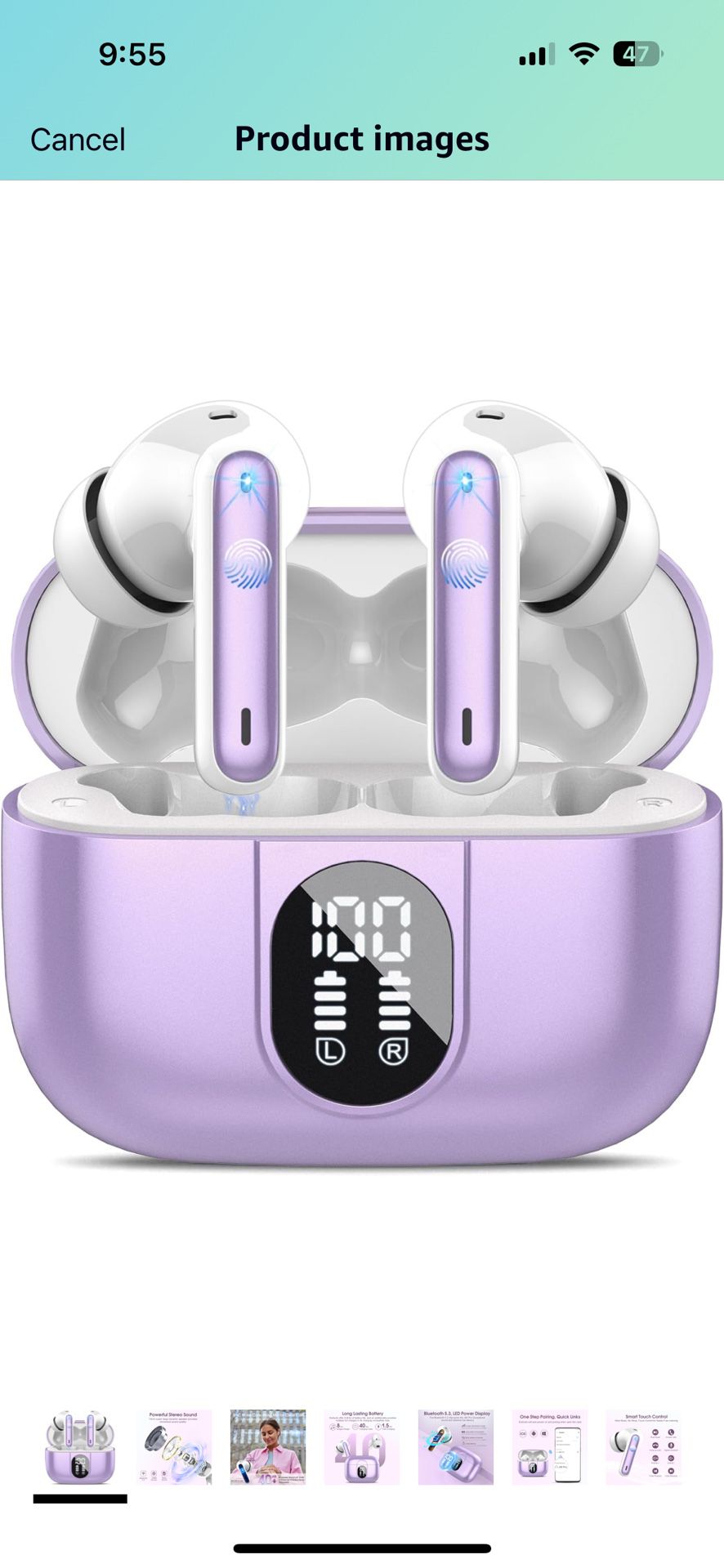 2024 Bluetooth 5.3 Headphones Wireless Earbuds HiFi Stereo, 40H Playtime in-Ear Earbud, Bluetooth Earbuds with LED Power Display, IP7 Waterproof Wirel