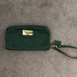 Emerald green coach wristlet