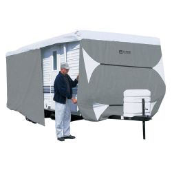 Classic Accessories Over Drive PolyPRO3 Deluxe Travel Trailer Cover or Toy Hauler Cover, Fits 20' - 22' RVs Grey/Snow White - Travel Trailers & Toy Ha