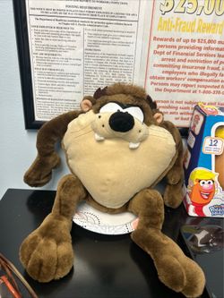 TAZ 15”Stuffed Plush Looney Tunes Tasmanian Devil  Talking Taz