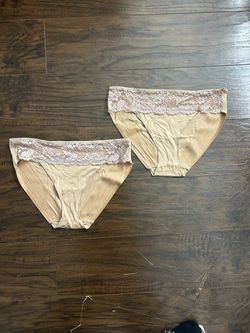 Women’s Beige With Pink Lace Waist Brief Panties 2-Pack