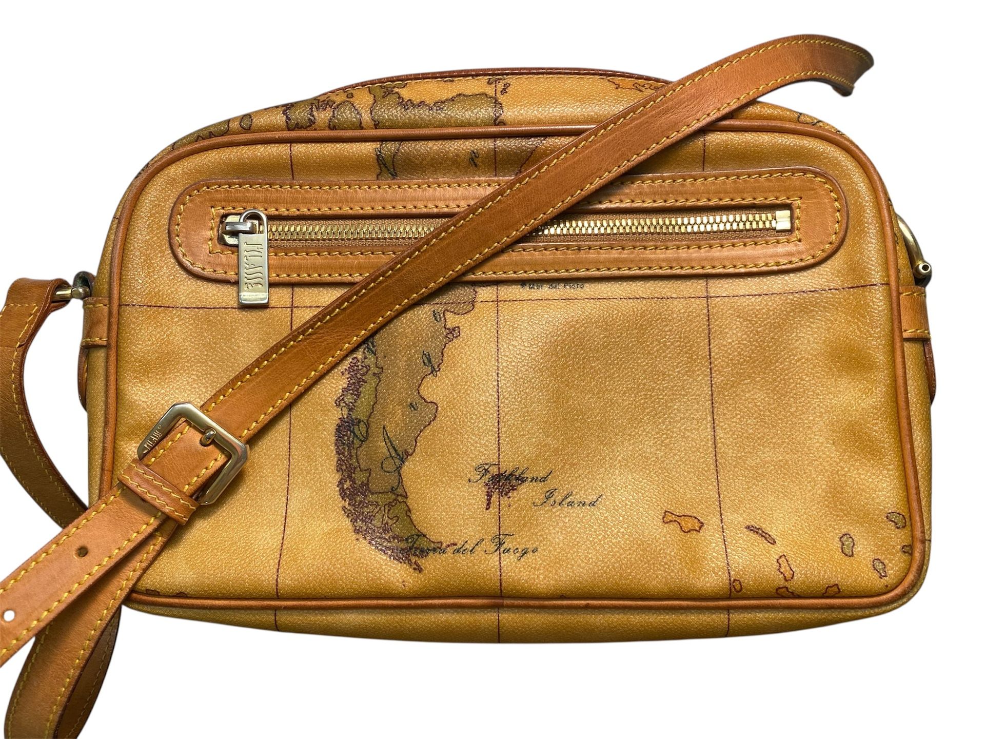 Alviero Martini Leather Cross Body Vintage Leather Bag World Map