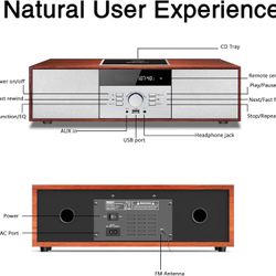 HiFi System CD Player with Bluetooth Audio Streaming FM Radio USB Port