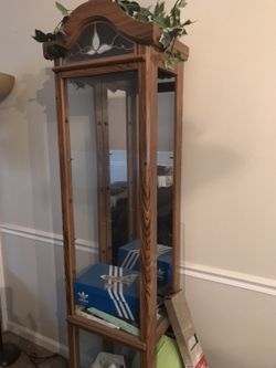 Wood/glass cabinet. Need to repair shelves