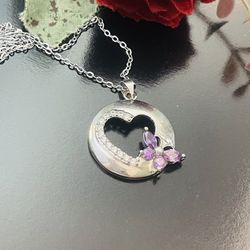 Stainless Steel Heart Butterfly Necklace 