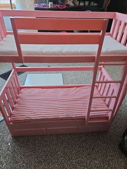 Our Generation Pink Wooden Kids Bunk Bed with Mattresses