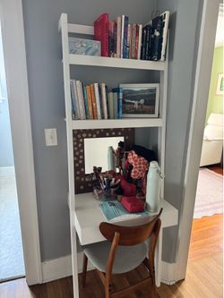 Leaning White Desk