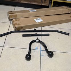 Tricep Press Down & LAT Pulldown Cable Attachments – Tricep Rope, Rotating Bar, V-Bar – Weight Machine Accessories