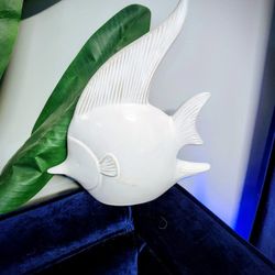 Large White Glass Fish Decor