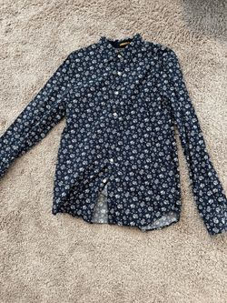 Mens Denim And Flower Button Up