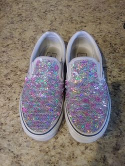 Vans Womans Slip-on Flipping Sequins Sz 6
