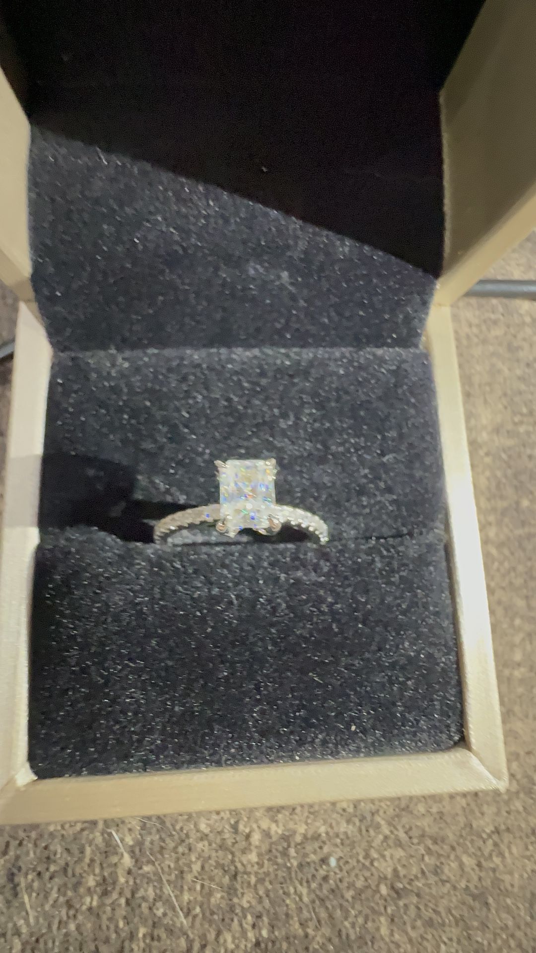 Moissanite Diamond Baguette Engagement Ring 6.5mm