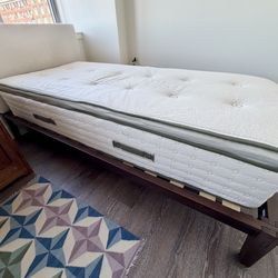 Like New Awara Bedframe + Headboard With Like NEW Avocado Vegan mattress twin XL