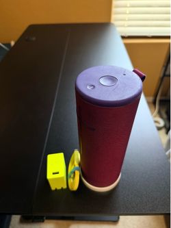 UE Boom 2 Bluetooth Speaker (Purple/Red) + Charger & Cable
