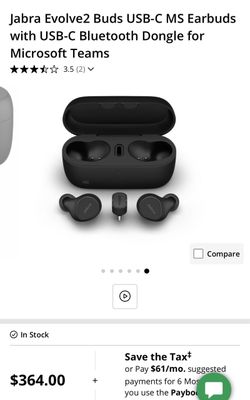Like new Jabra Evolve2 Buds USB-C Earbuds with USB-C Bluetooth