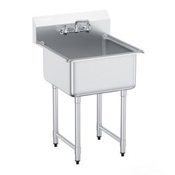 VEVOR Stainless Steel Commercial Utility Prep Sink Single Bowl 27"x41"