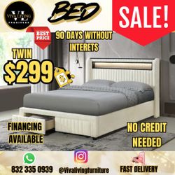 Cupid Beige Platform Only Bed Twin ❤️