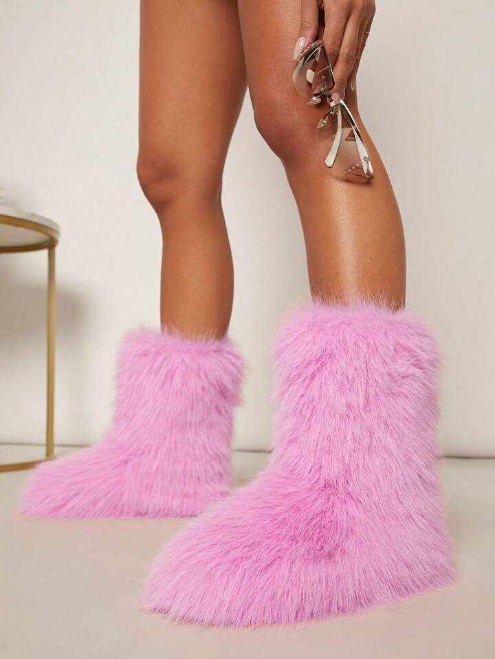 Pink Faux Fur Boots/Slippers Size 9
