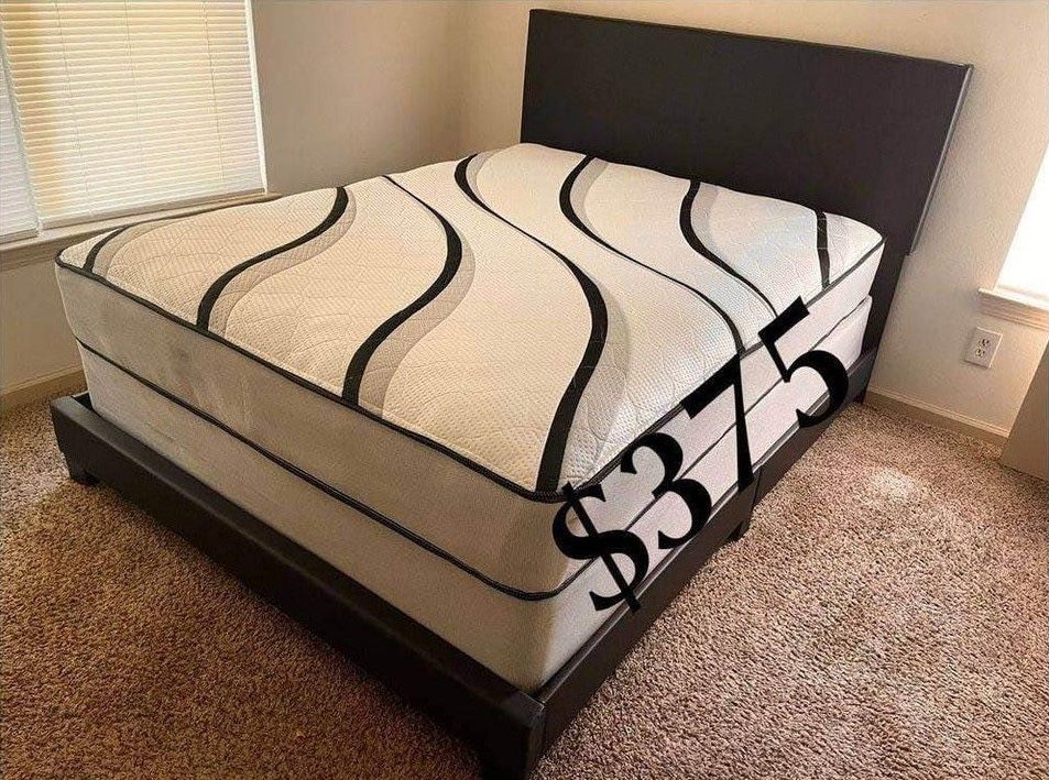 Brand New Queen Size Bed Frame With Mattress + Box Spring | Pay After Delivery 