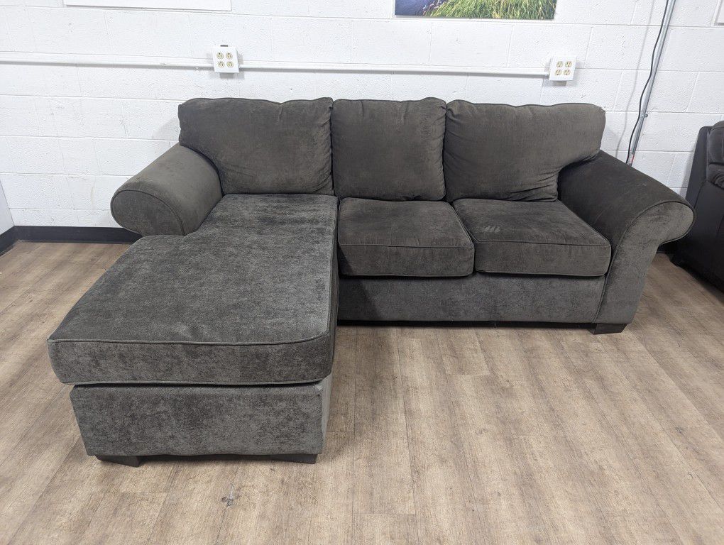 Gray Microfiber Fabric Couch With Right Side Chaise