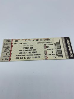 STEELY DAN UNUSED TICKET STUB - 2014 - HAMMOND, IN