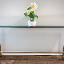  Gold & Glass Console Table – Modern, Narrow, Great for Entryway