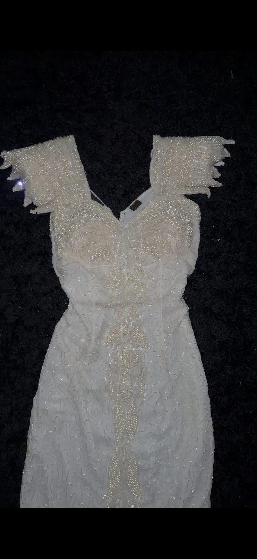Vintage beaded all aroung 100% silk ivory dress