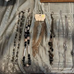 9 Vintage Long Multiple Strands Necklaces 