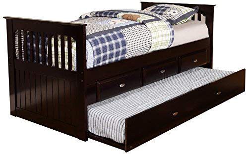 NEW IN BOX...Twin Rake Bed with 3 Drawers and Twin Trundle, Espresso " mattress not included"