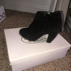 Black Suede Ankle Boots - Size 7.5