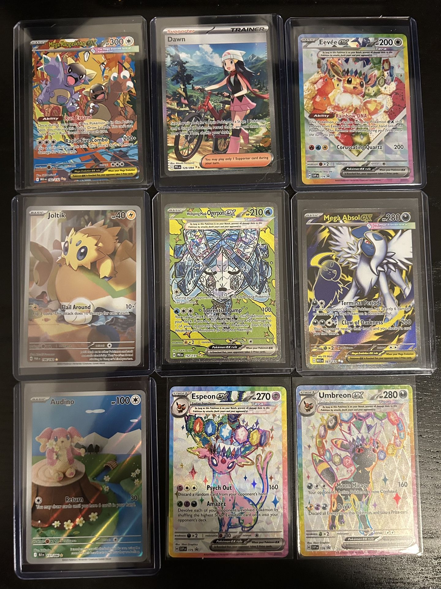 Pokémon singles card lot Mega Kangaskhan EX Dawn SIR espeon umbreon team rockets moltress