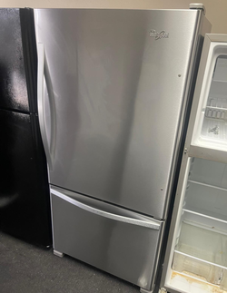 Whirlpool Bottom Freezer Fridge – Stainless, Clean, LED