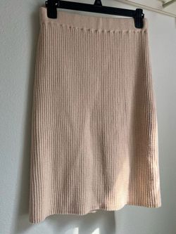 Stitches&Stripes tan/beige ribbed knit pencil skirt classic stretchy women's size M Medium