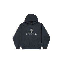 BALENCIAGA Men's Nano Bb Hoodie Medium Fit in Black Faded
