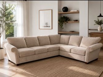 *Free Delivery!* Beige Velvet Sectional Made in the USA
