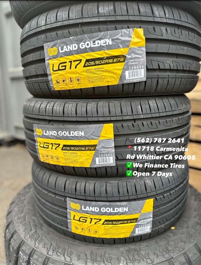 205/50R16 Land Golden Set of Tires Installed and Balanced Set de Llantas Nuevas Instaladas y Balanceadas