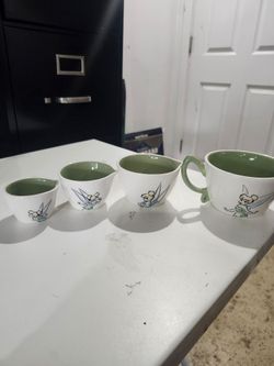 Disney Rae Dunn Tinker Bell Measuring Cups Set of 4 Green Artisan Collection