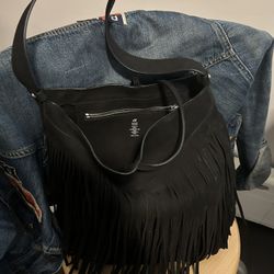 H&M  Fringe Genuine  Leather Bucket Bag