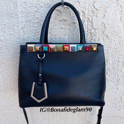 Fendi 2Jours petite studded leather satchel Shopper bag