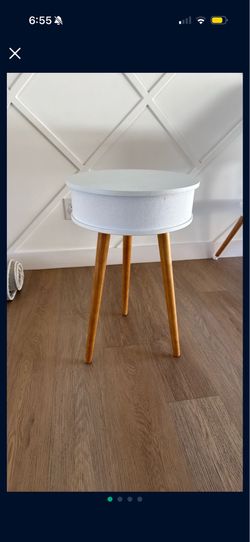 Round Side Table With Speaker, Bluetooth, And Charging Station