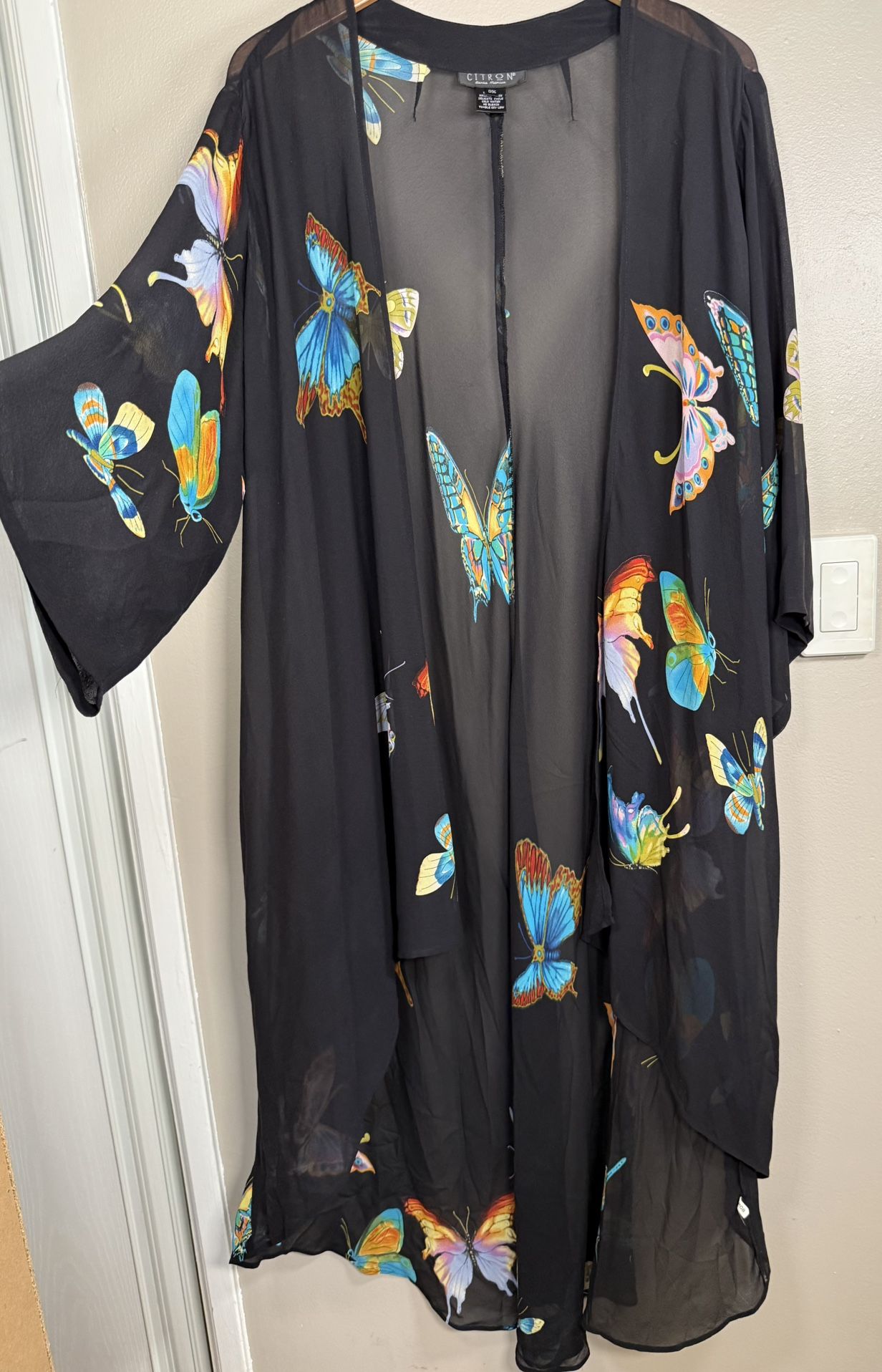 Citron Santa Monica Silk Chiffon Butterfly Kimono One Size
