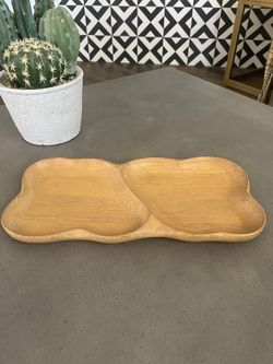 Vintage Carved Oak Wood Plate Tray Overton Original