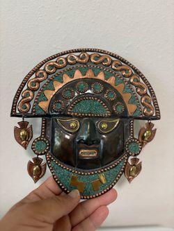 Aztec Sun God Decorative Metal Mask