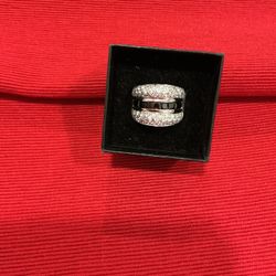 Sterling Silver Ring With CZ And Sapphire 